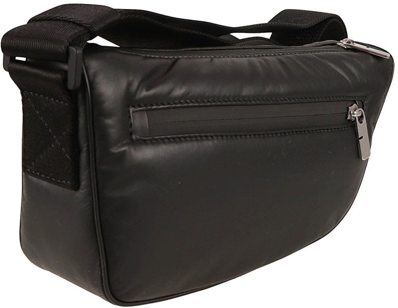 Burberry Smooth Leather Shoulder Bag With Design Zwart