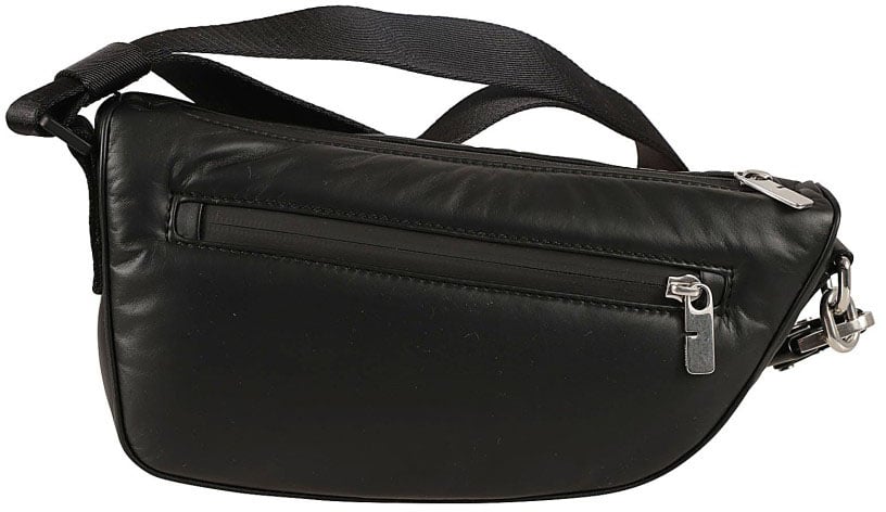 Burberry Smooth Leather Shoulder Bag With Design Zwart