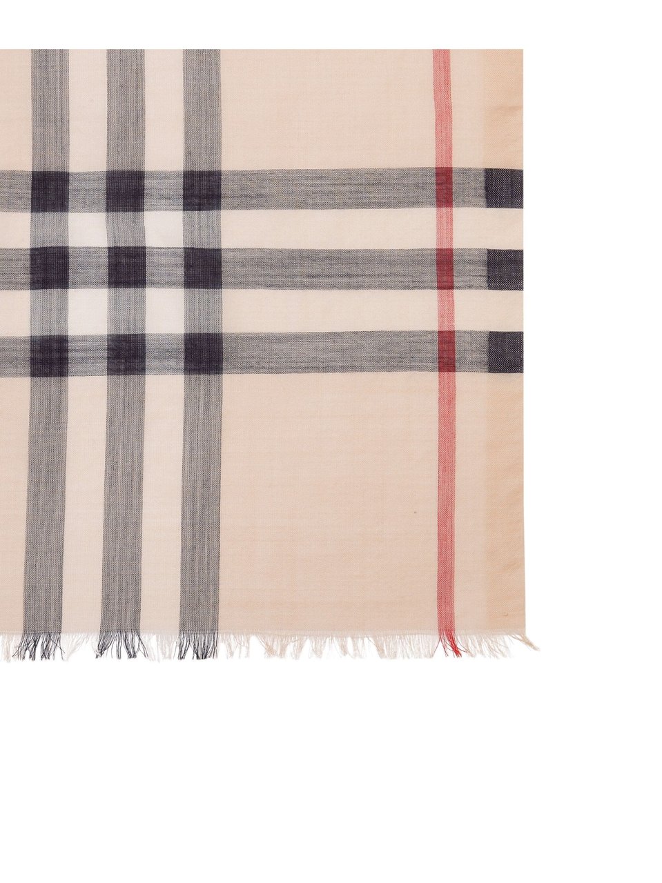 Burberry Classic Check Pattern Fringed Wool Scarf Neutraal
