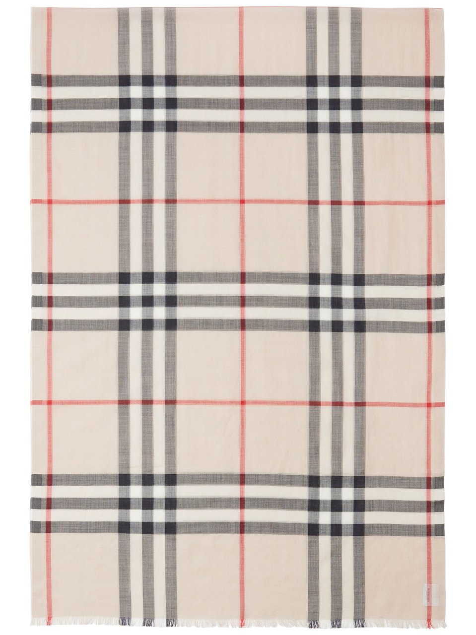 Burberry Classic Check Pattern Fringed Wool Scarf Neutraal