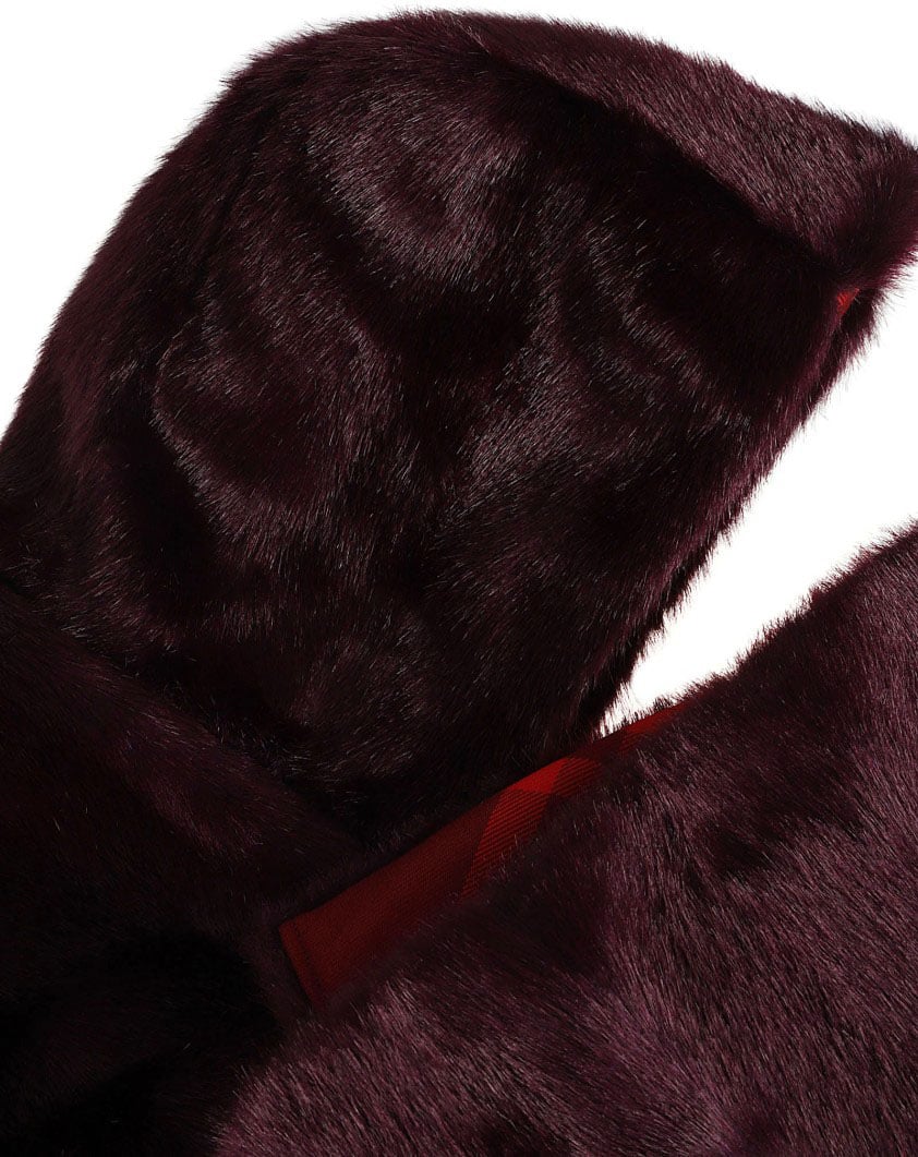 Burberry Plush Faux Fur Scarf Maroon