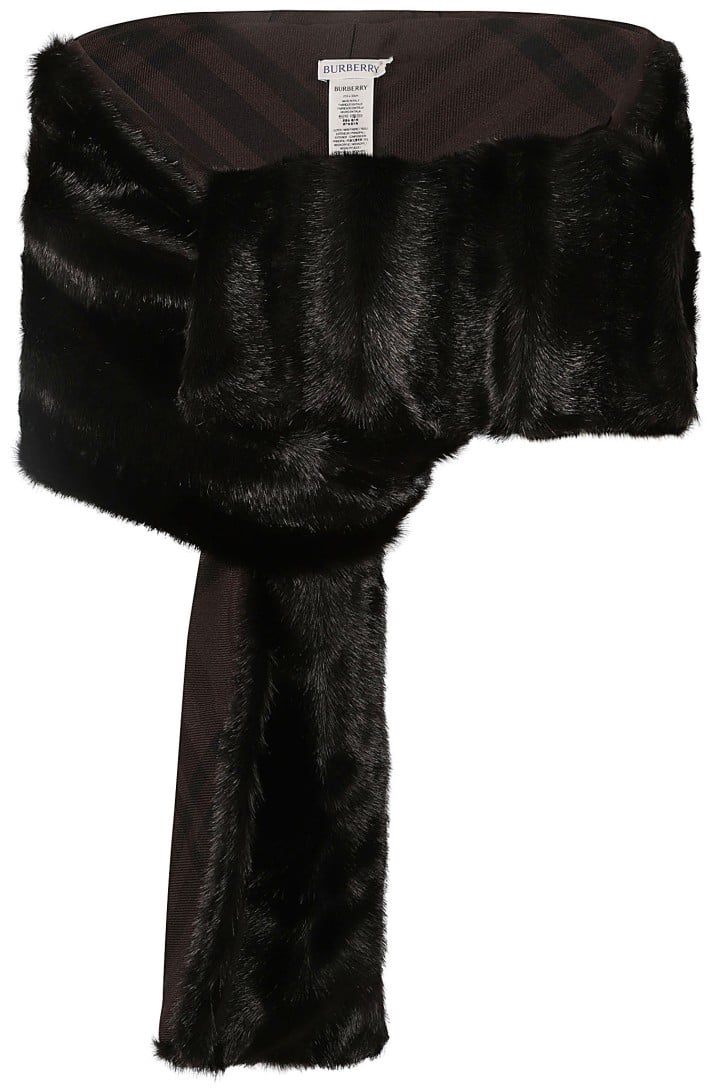 Burberry Faux Fur Black Scarf Zwart