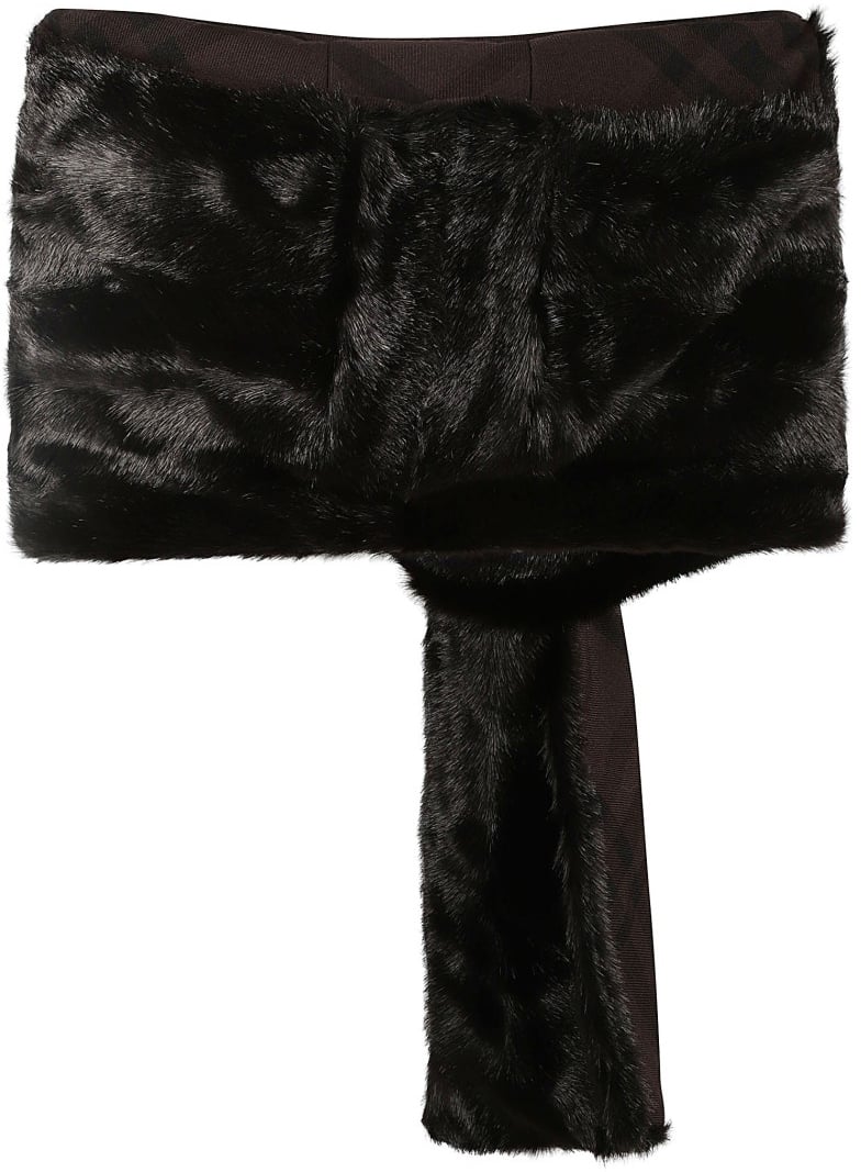 Burberry Faux Fur Black Scarf Zwart