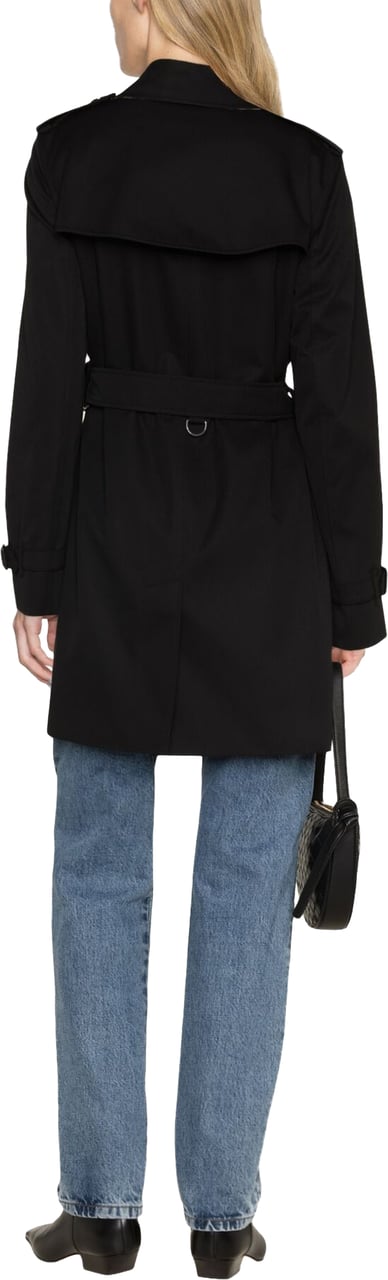 Burberry Kensington Double-Breasted Cotton Gabardine Trench Zwart