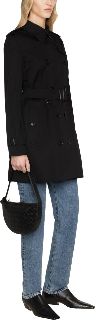 Burberry Kensington Double-Breasted Cotton Gabardine Trench Zwart