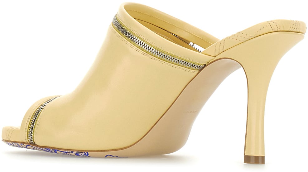 Burberry Burberry Cream leather Peep mules Geel