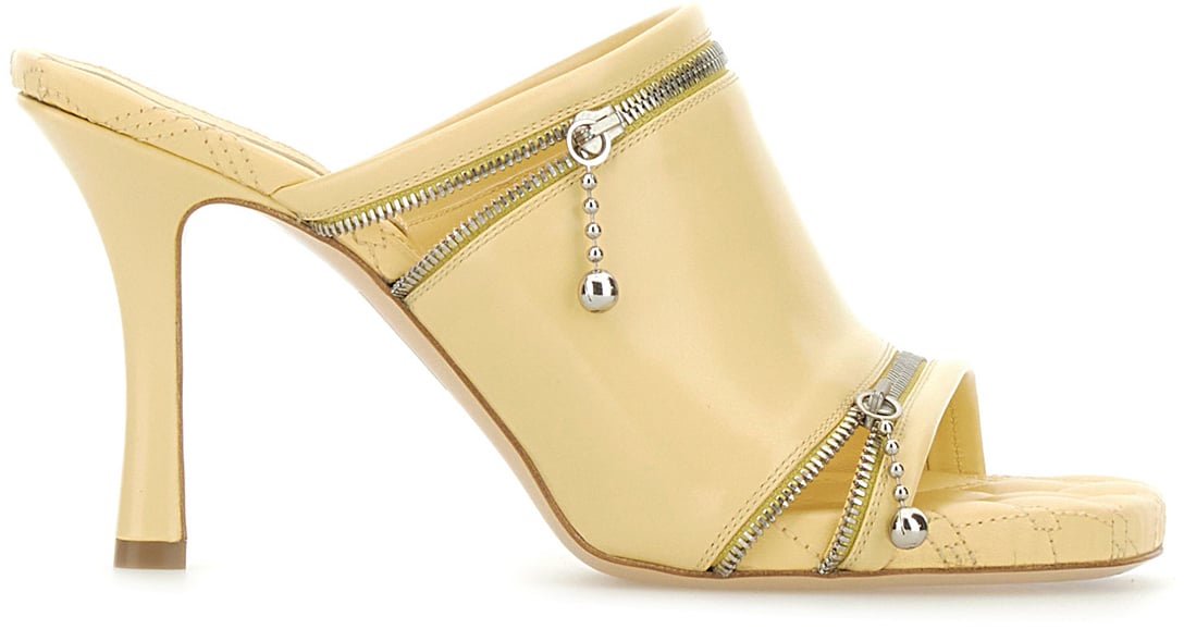 Burberry Burberry Cream leather Peep mules Geel