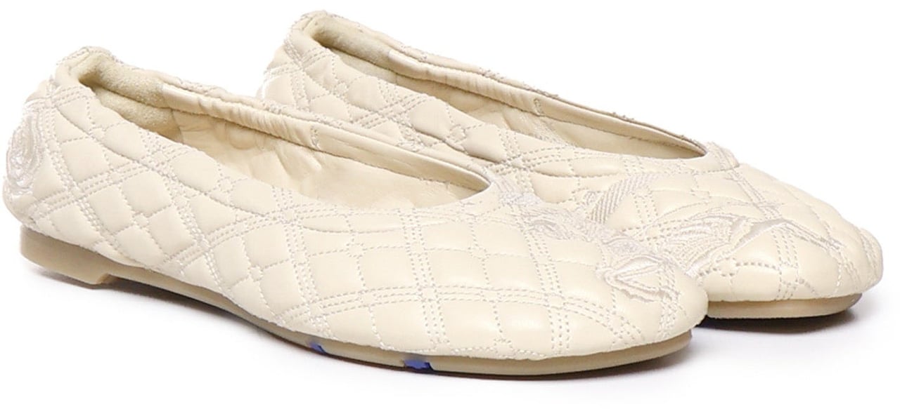 Burberry Burberry Sadler Leather Ballerina Flats Wit