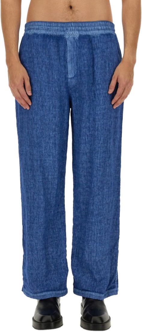 Burberry Relaxed Fit Wide Leg Pants Blauw