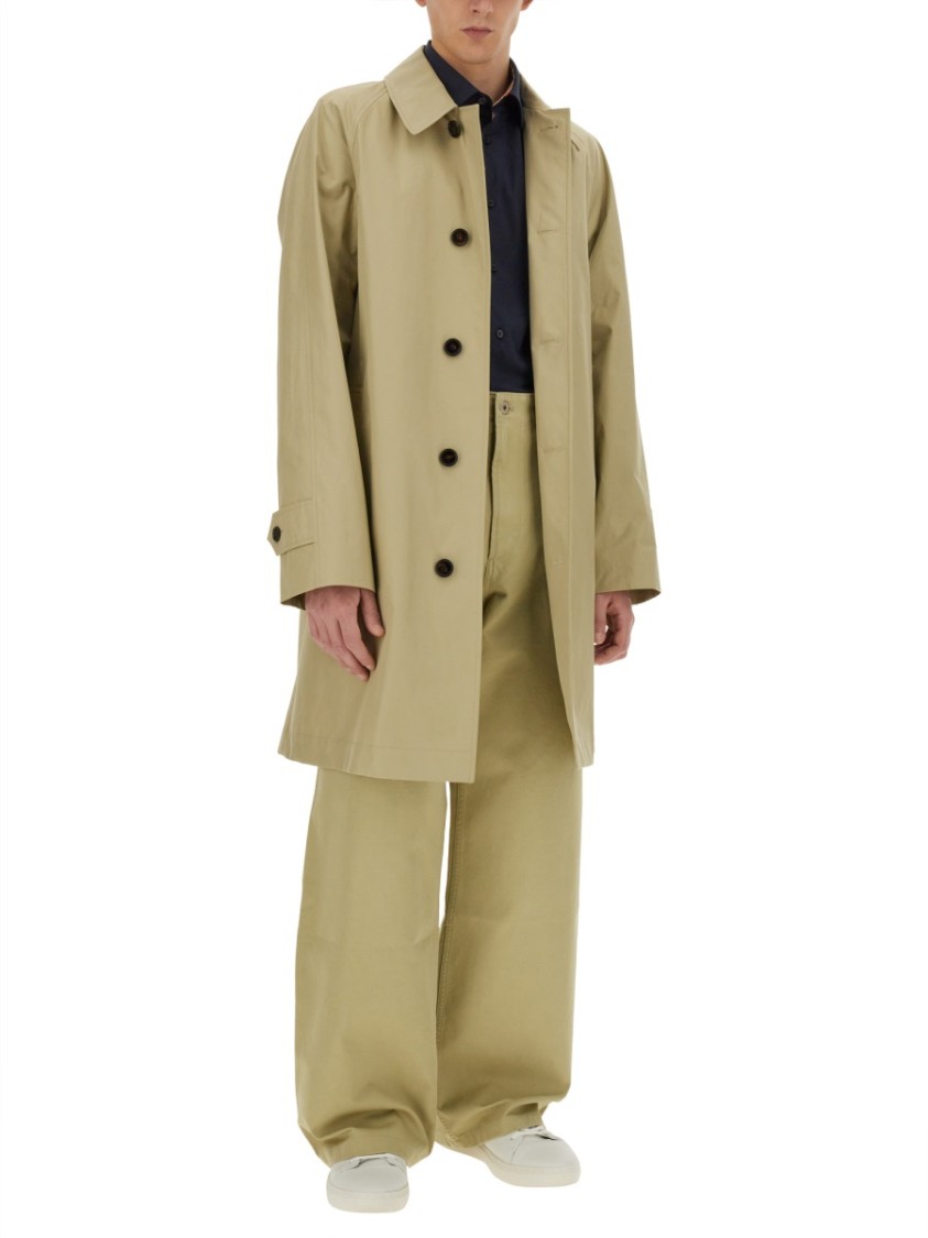 Burberry Cotton Trench Coat With Oversized Sleeves And Neutraal