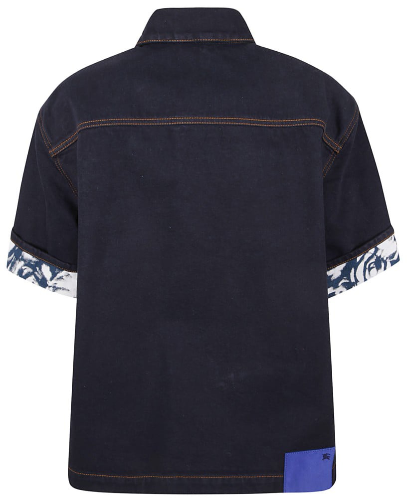 Burberry Relaxed Fit Button-Up Shirt With Contrast Stitching Zwart