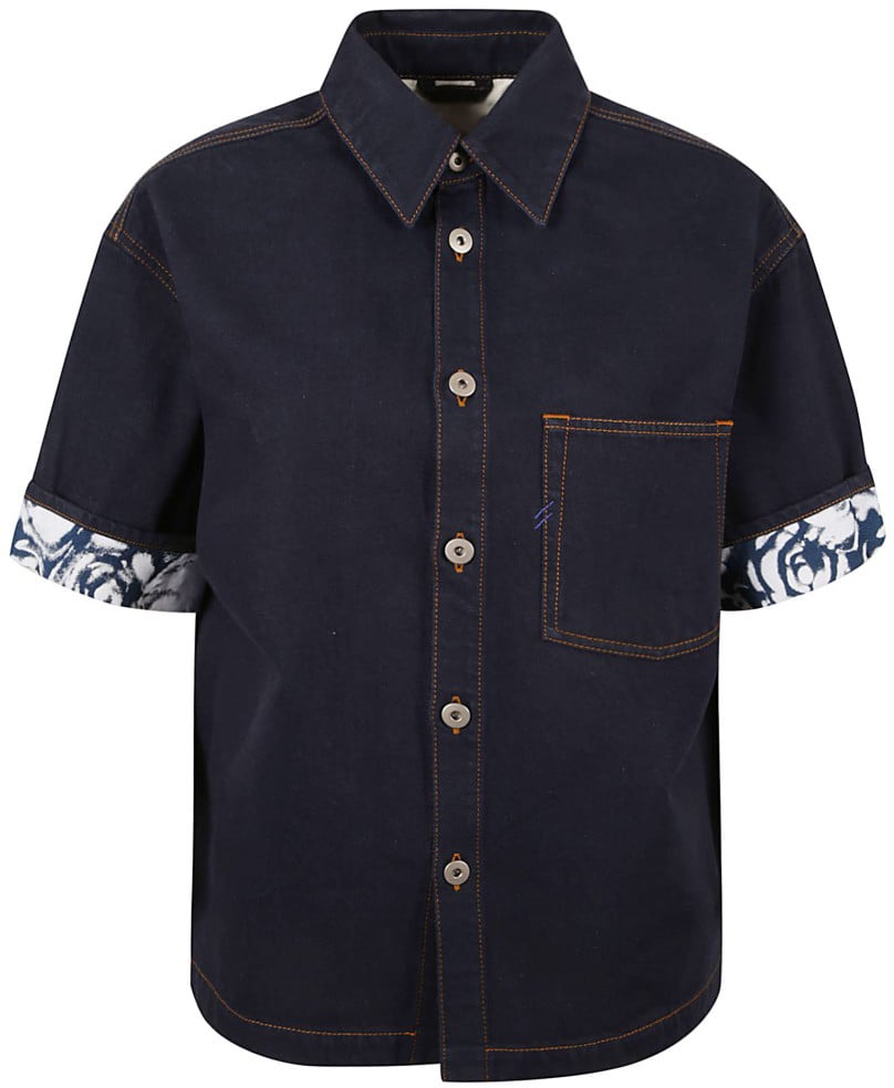 Burberry Relaxed Fit Button-Up Shirt With Contrast Stitching Zwart
