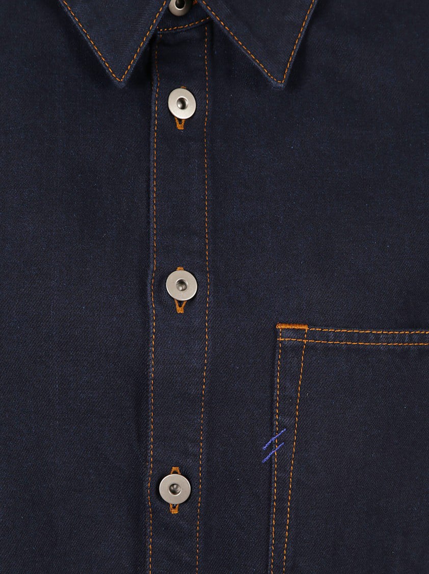 Burberry Relaxed Fit Button-Up Shirt With Contrast Stitching Zwart