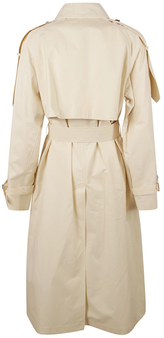 Burberry Double-Breasted Cotton Trench Coat Neutraal