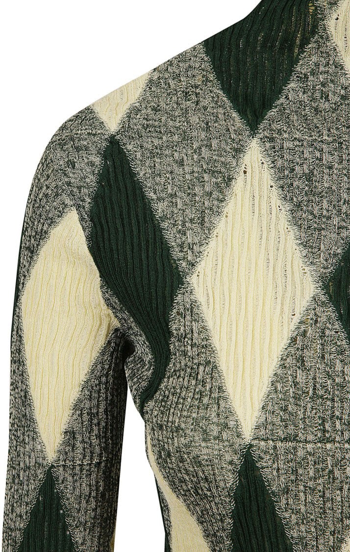 Burberry Diamond Pattern Dress With High Neckline Grijs