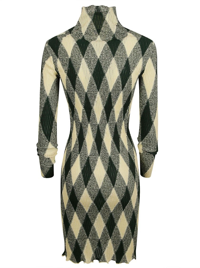 Burberry Diamond Pattern Dress With High Neckline Grijs