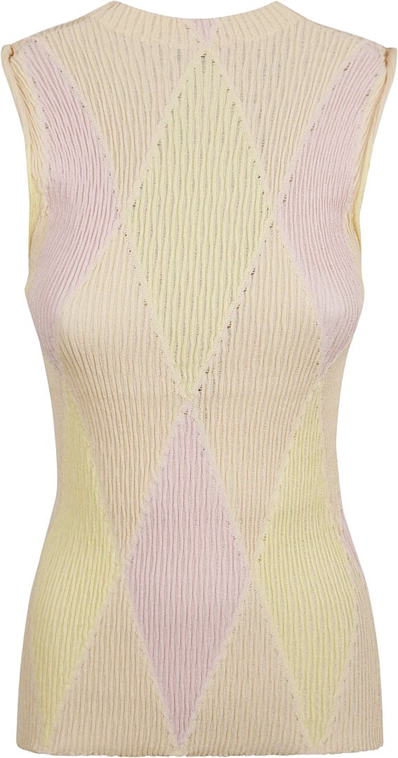 Burberry Sleeveless Textured Top With Diamond Pattern Neutraal
