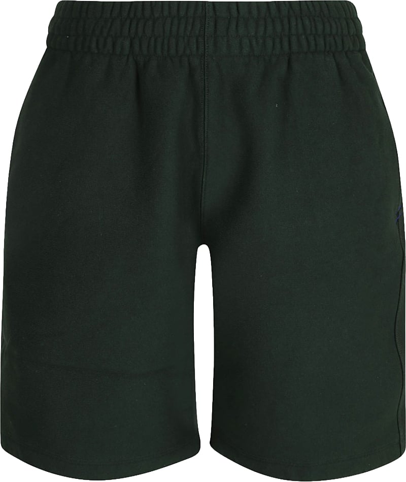 Burberry Relaxed-Fit Green Shorts With Elastic Waistband Zwart