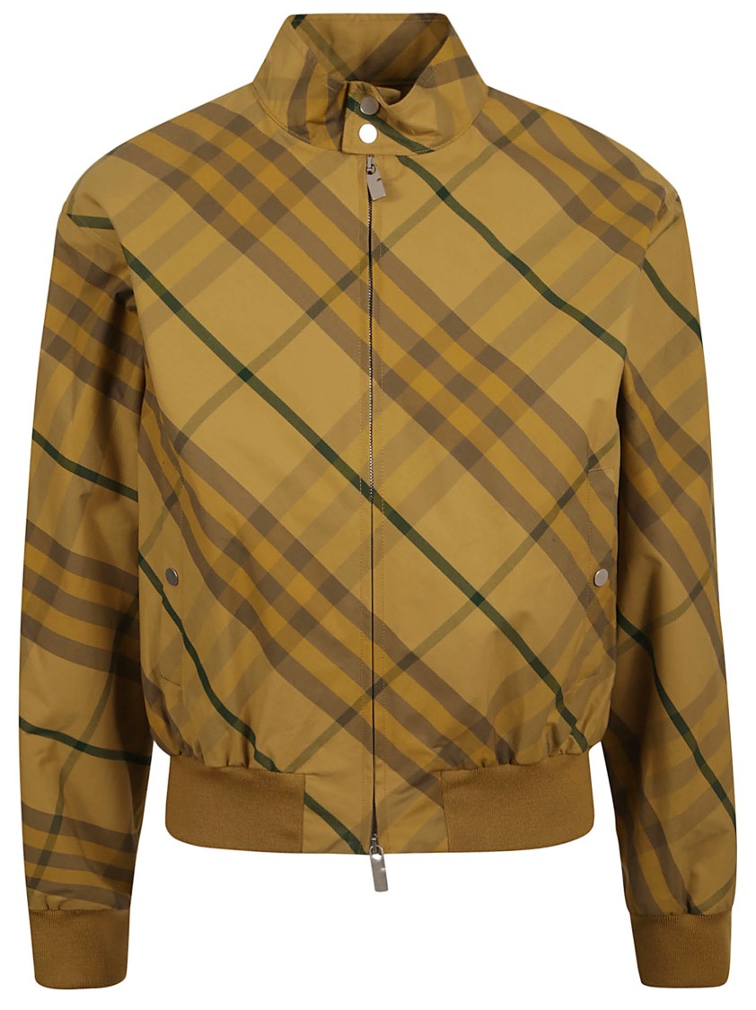 Burberry Plaid Coat With High Collar Bruin