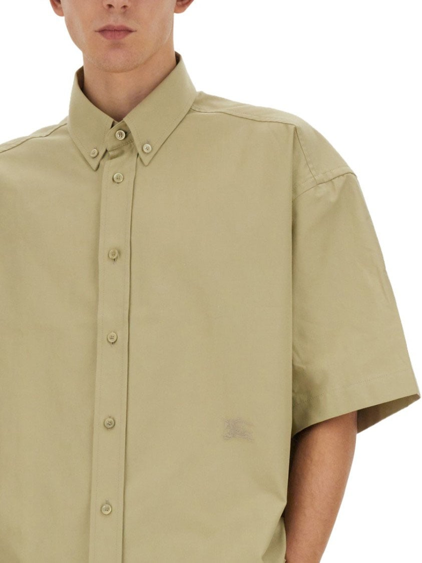 Burberry Short-Sleeved Button-Down Cotton Shirt Neutraal