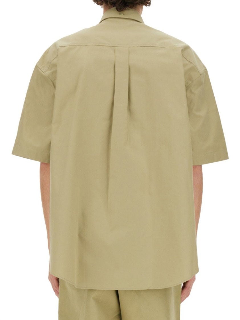 Burberry Short-Sleeved Button-Down Cotton Shirt Neutraal