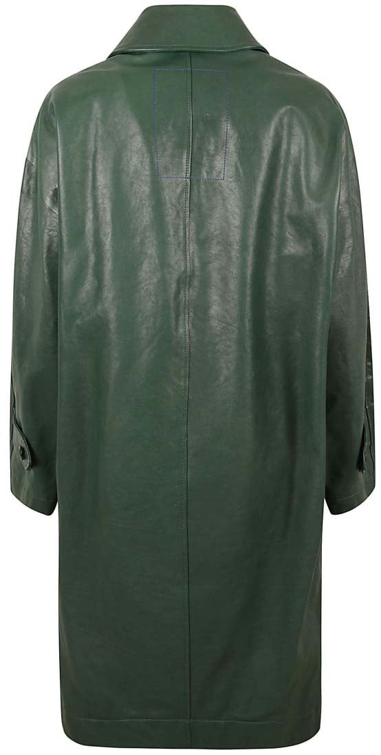 Burberry Calf Grain Leather Coat Groen