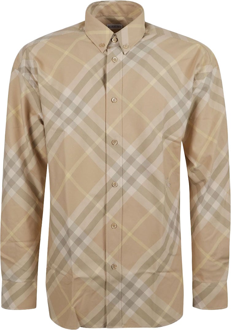Burberry Plaid Button-Down Shirt With Tailored Fit Neutraal