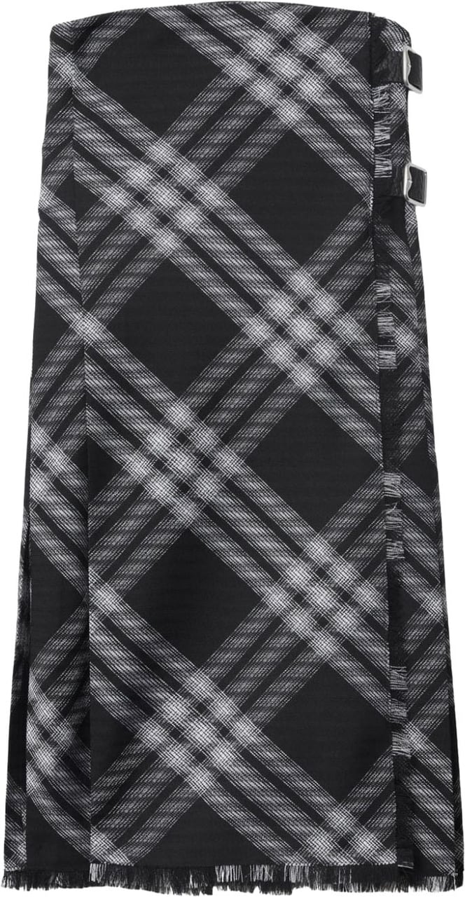 Burberry Check Woven Wool Kilt Dress Grijs