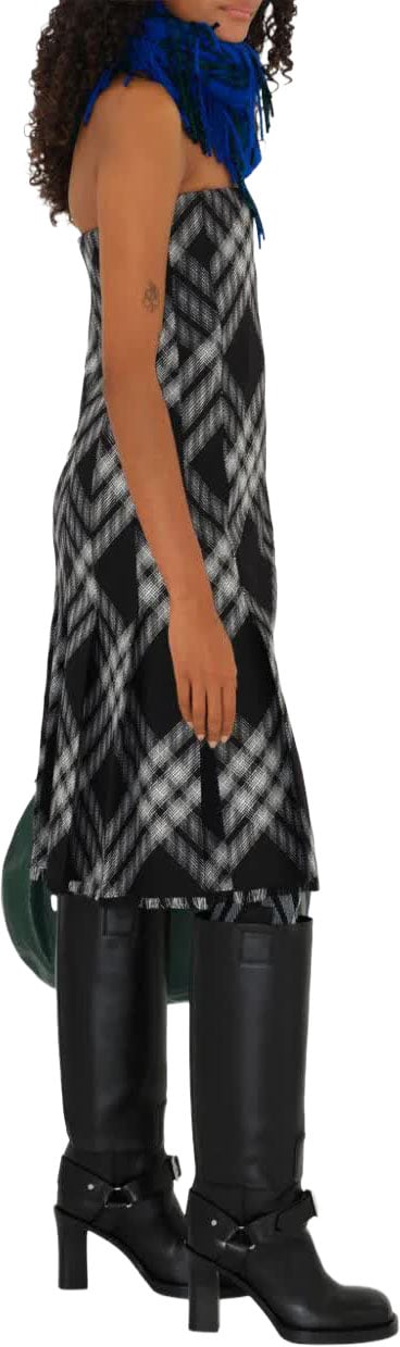 Burberry Check Woven Wool Kilt Dress Grijs