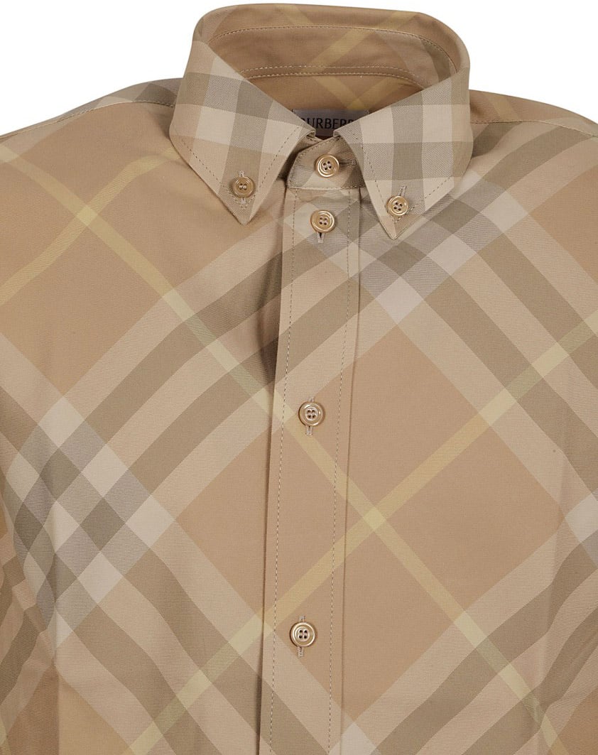 Burberry Tailored Plaid Shirt With Button-Down Collar Bruin
