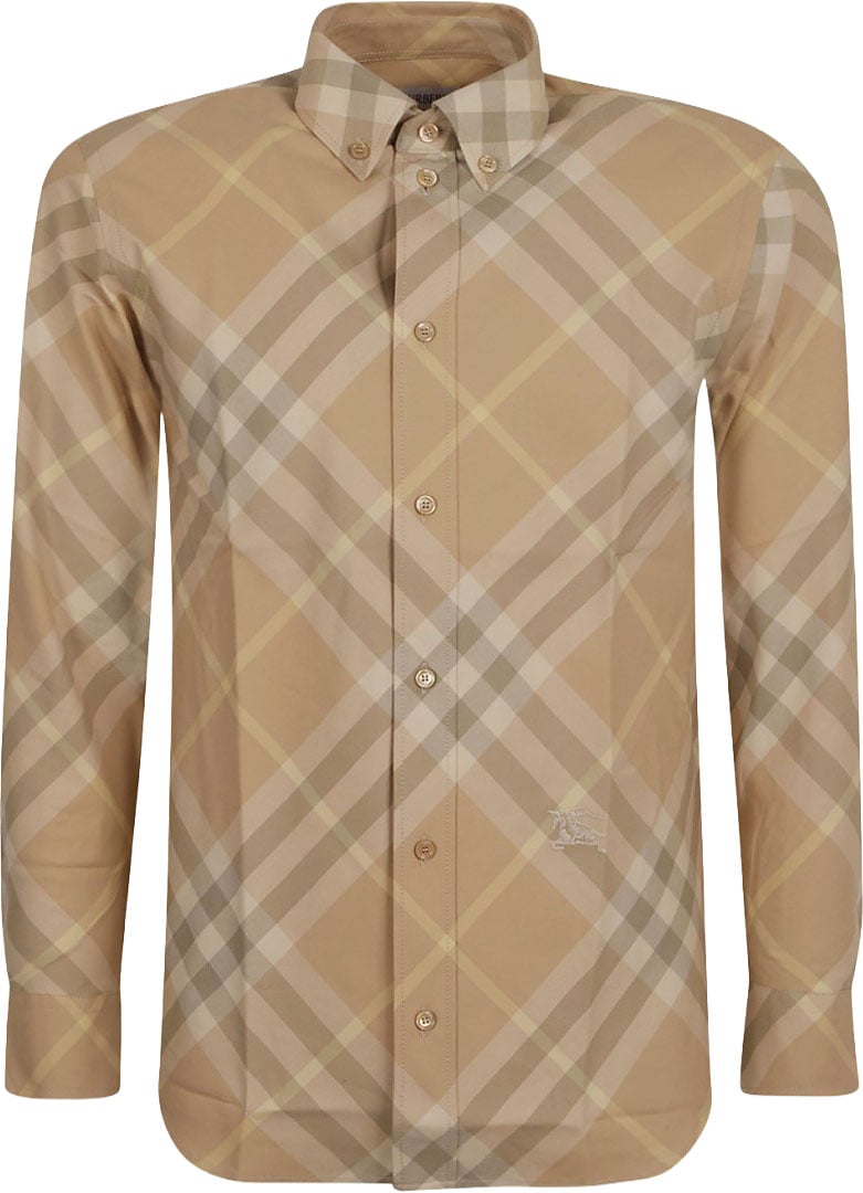 Burberry Tailored Plaid Shirt With Button-Down Collar Bruin