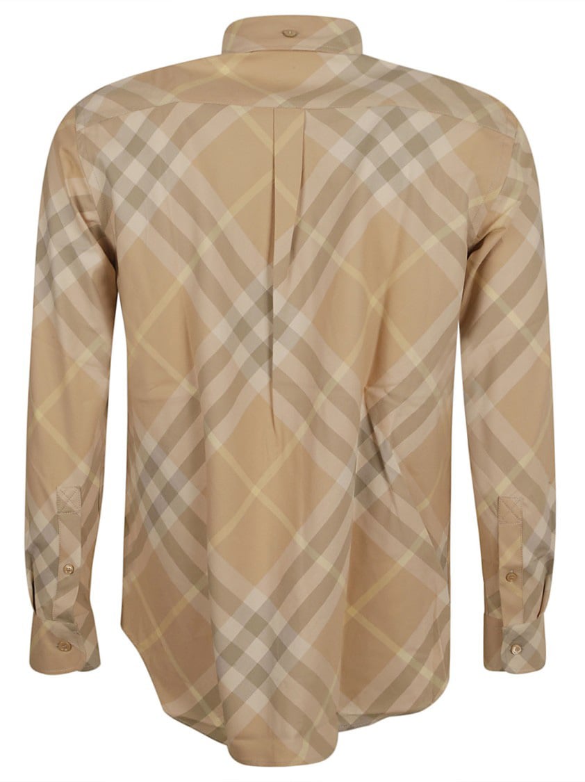 Burberry Tailored Plaid Shirt With Button-Down Collar Bruin