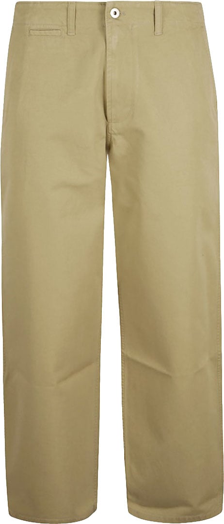 Burberry Straight-Leg Cotton Trousers With Button Closure Neutraal