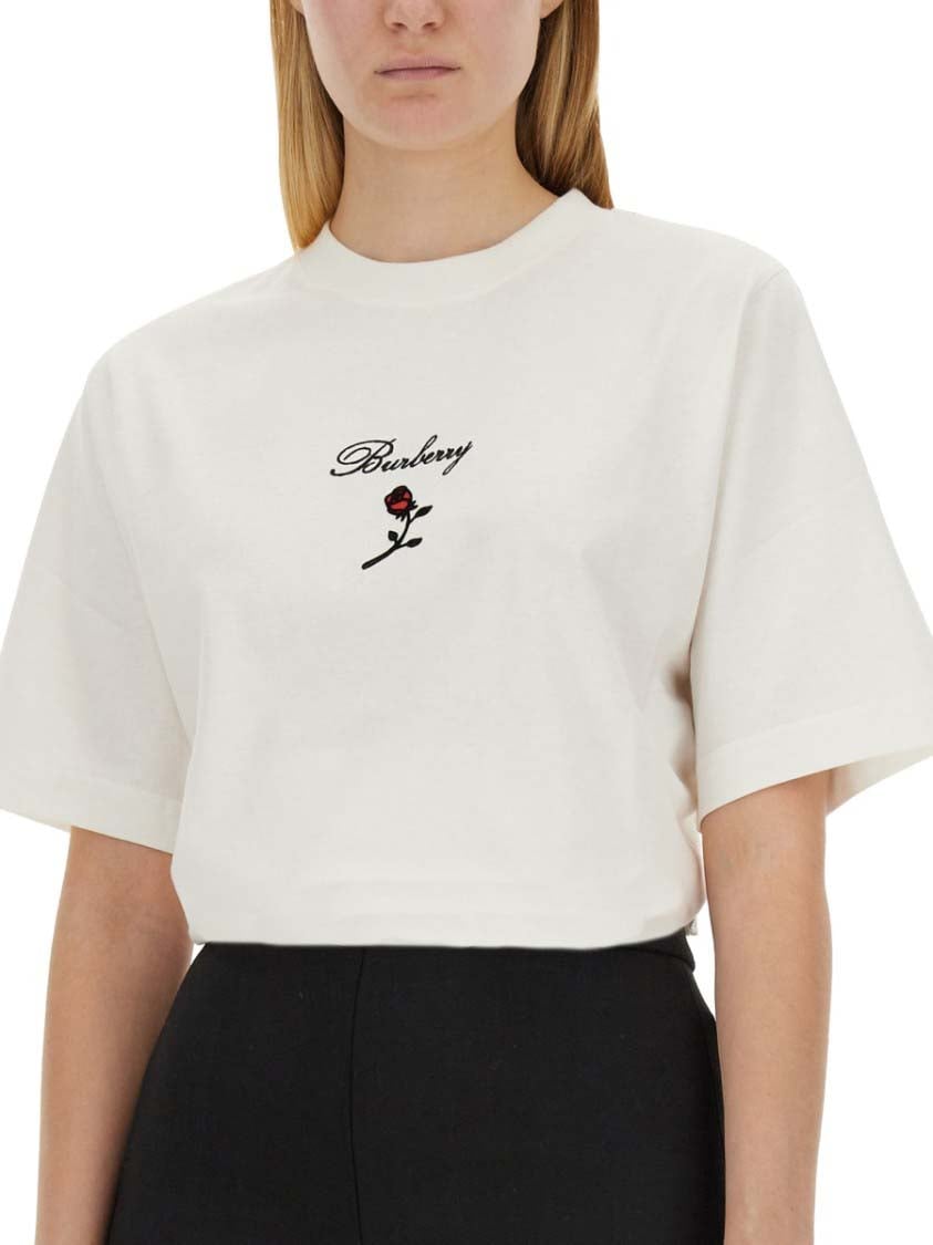 Burberry Logo-Embellished Regular Fit T-Shirt Wit