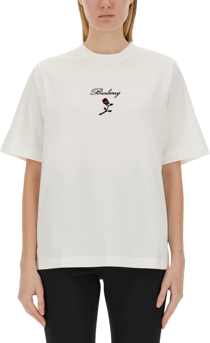 Burberry Logo-Embellished Regular Fit T-Shirt Wit