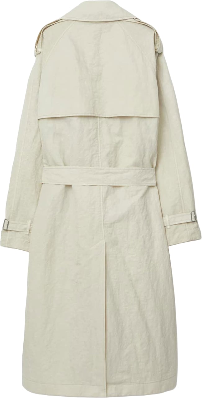 Burberry Long Ruched Nylon B-Buckle Trench Coat Grijs