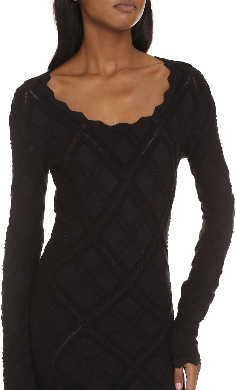 Burberry Scalloped detail dress Zwart