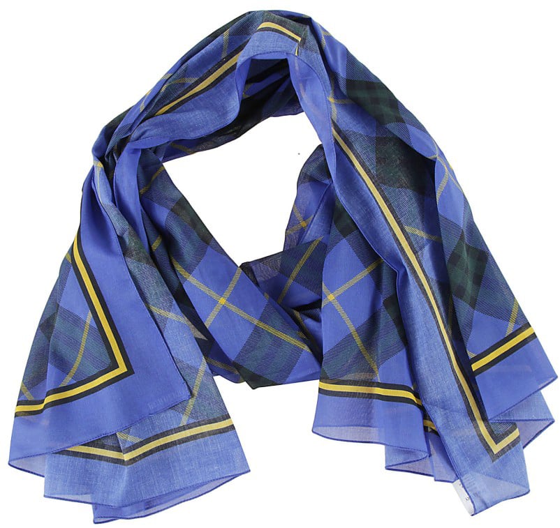 Burberry Blue Plaid Scarf With Green Blauw
