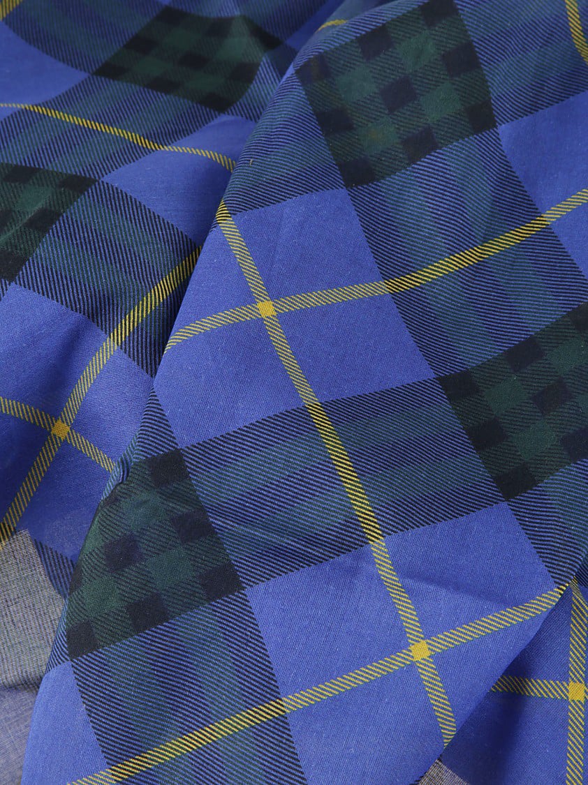 Burberry Blue Plaid Scarf With Green Blauw
