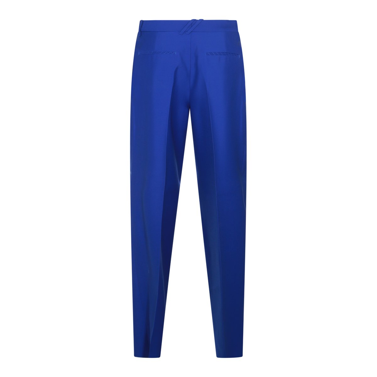 Burberry Vibrant Blue Wool Trousers With Tailored Fit And Ring Embellishment Blauw