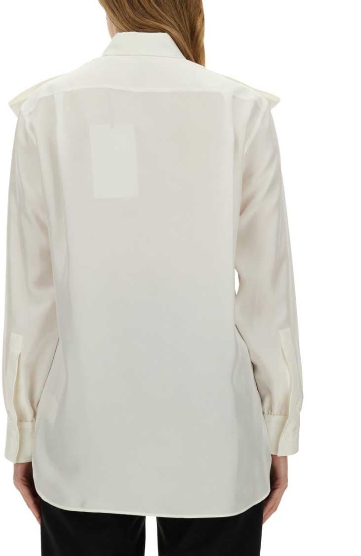 Burberry Button-Down White Mulberry Silk Shirt Wit