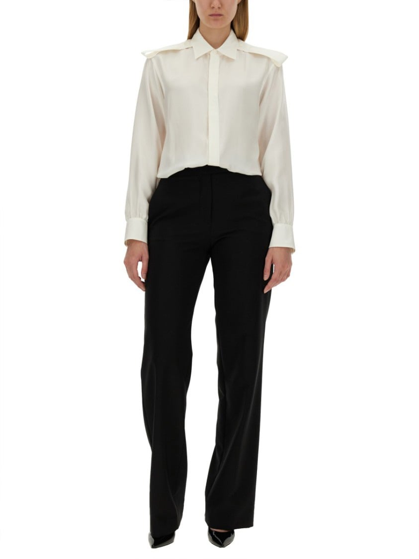 Burberry Button-Down White Mulberry Silk Shirt Wit