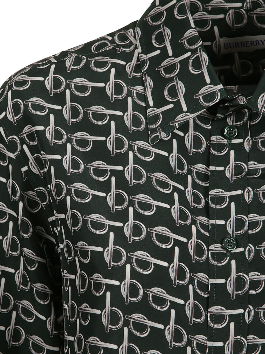 Burberry Repeating Pattern Mulberry Silk Shirt Zwart