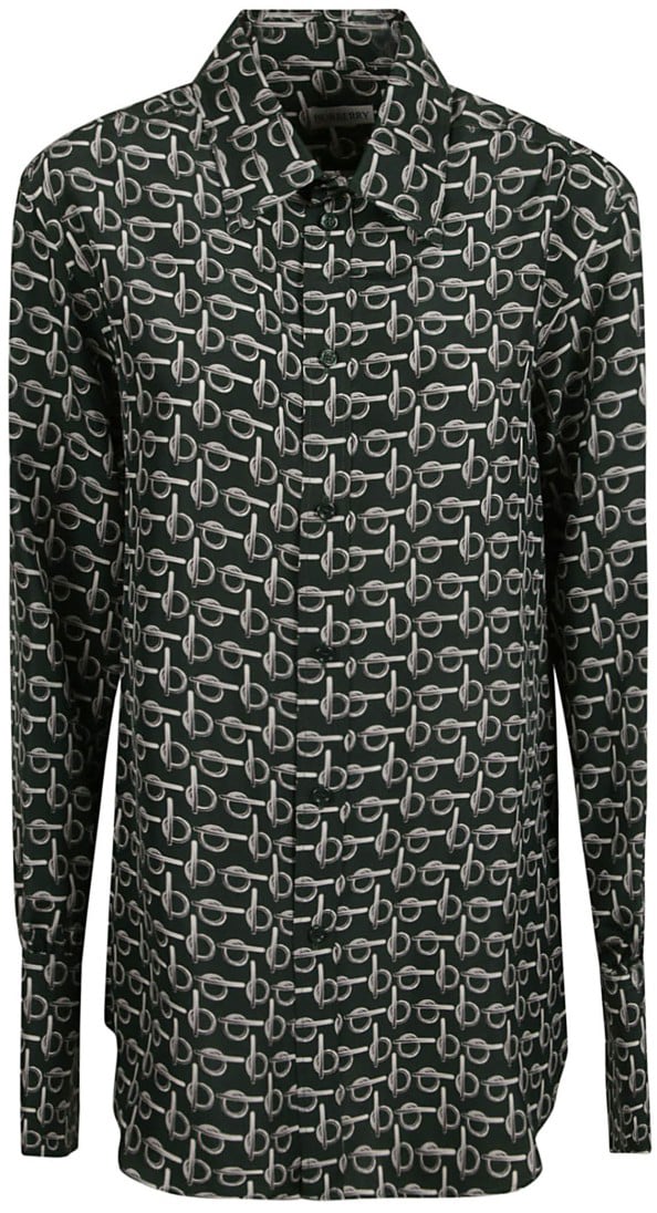 Burberry Repeating Pattern Mulberry Silk Shirt Zwart