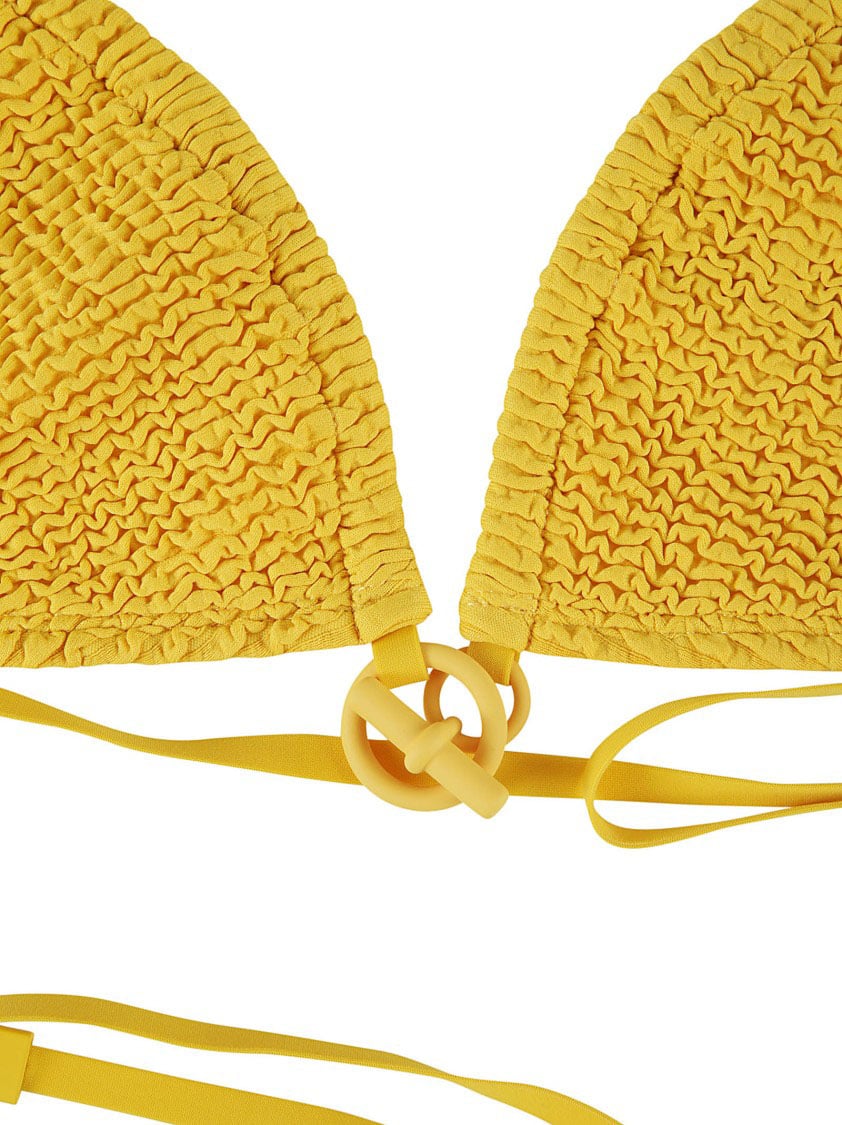 Burberry Textured Triangle Bikini Top With Gathered Fabric Goud