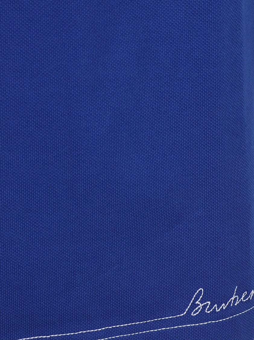 Burberry Structured Collar Polo Shirt With Three-Button Placket Blauw
