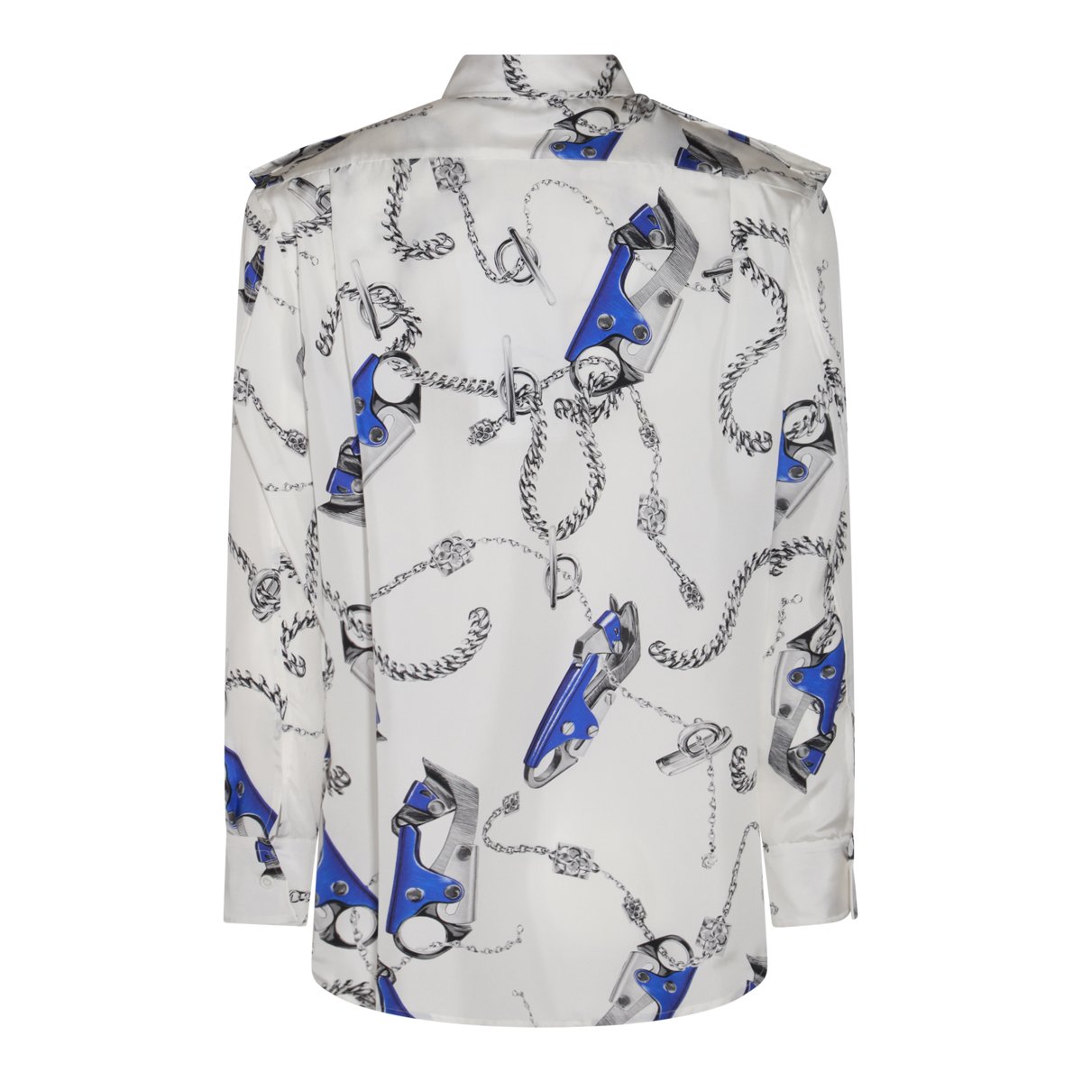 Burberry White Silk Round Hem Shirt Wit