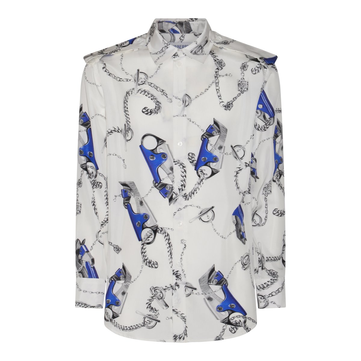 Burberry White Silk Round Hem Shirt Wit