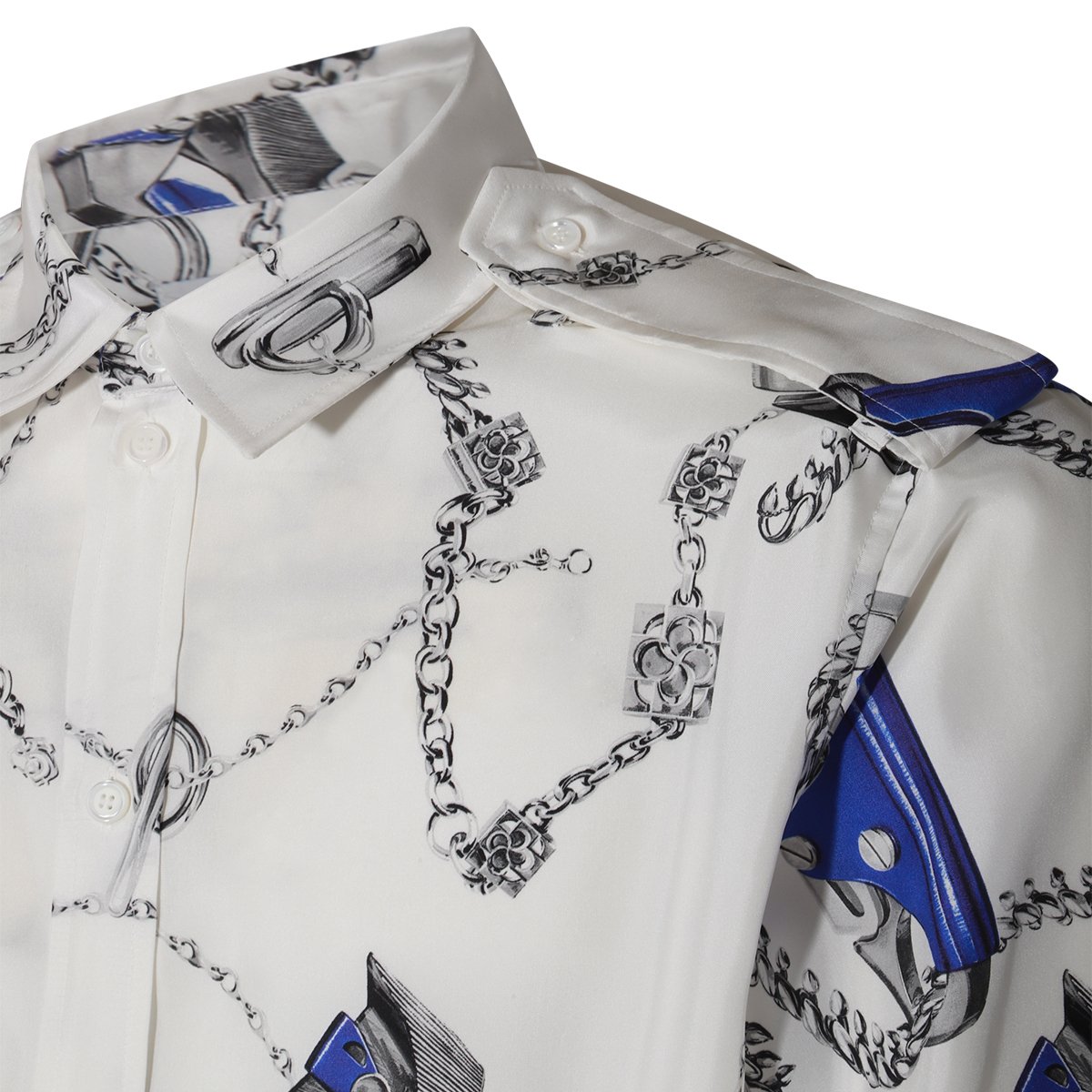 Burberry White Silk Round Hem Shirt Wit