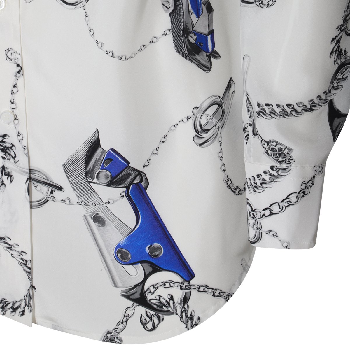Burberry White Silk Round Hem Shirt Wit